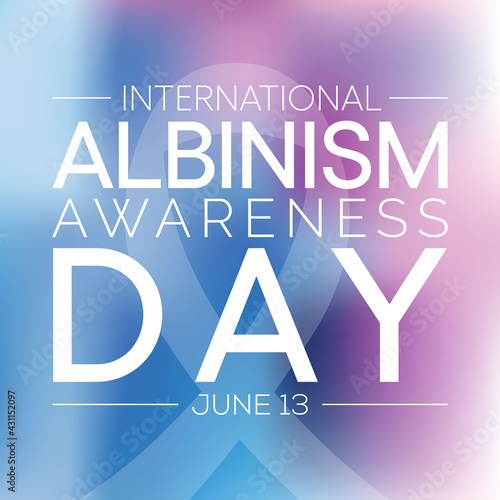 International Albinism awareness day is observed every year on June 13, it affects the production of melanin, the pigment that colors skin, hair and eyes. It's a lifelong condition. Vector art.