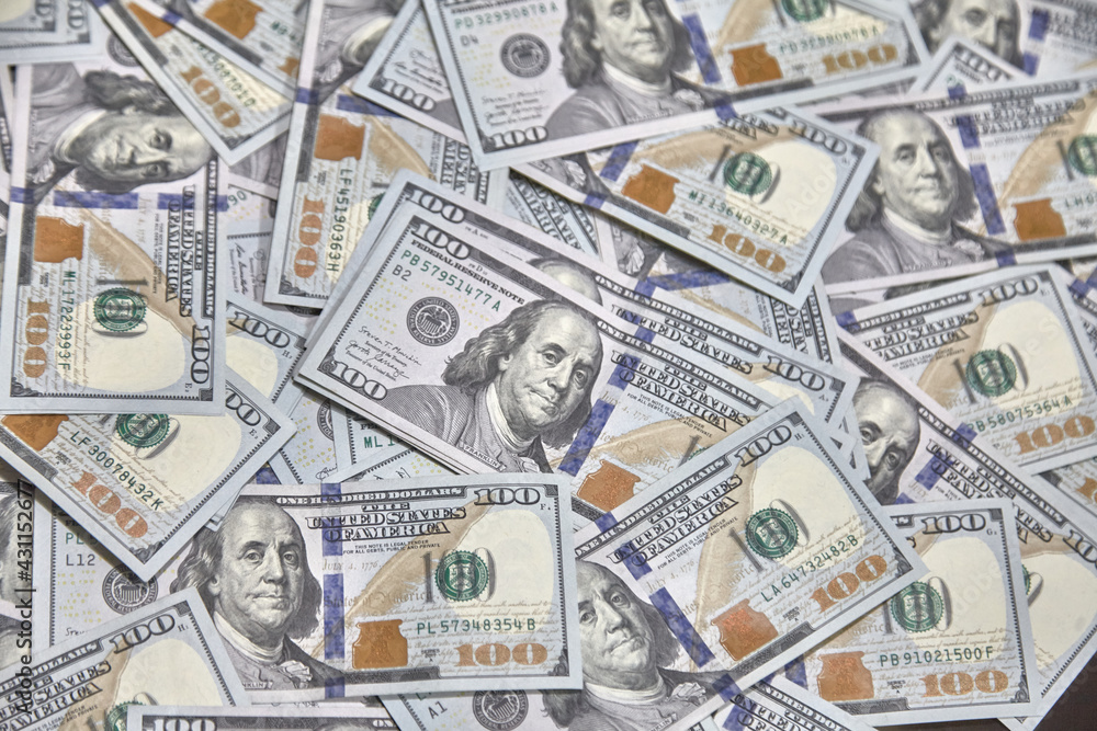 100 USD banknotes lots of background texture close up money 100 USD banknotes lots of background texture close up money