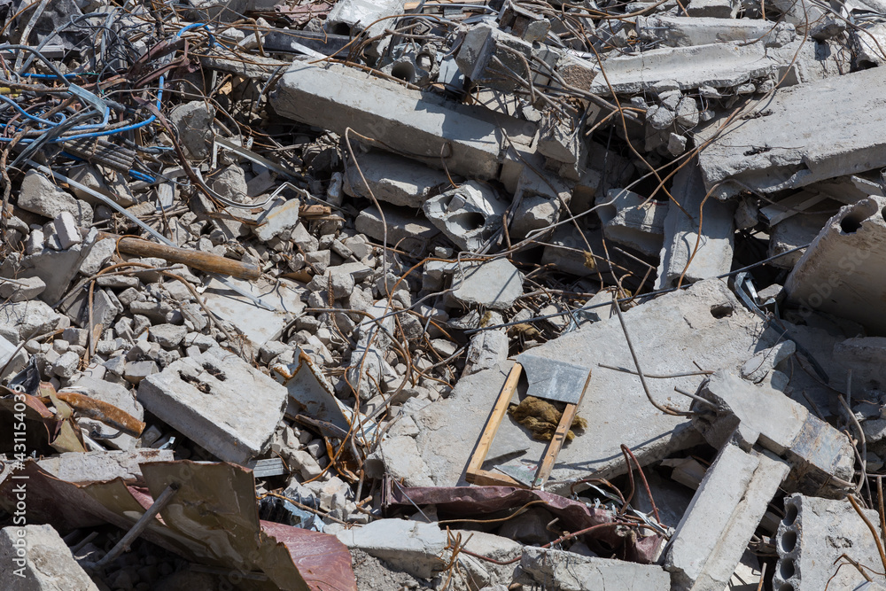 Fototapeta premium Demolished house before reconstruction
