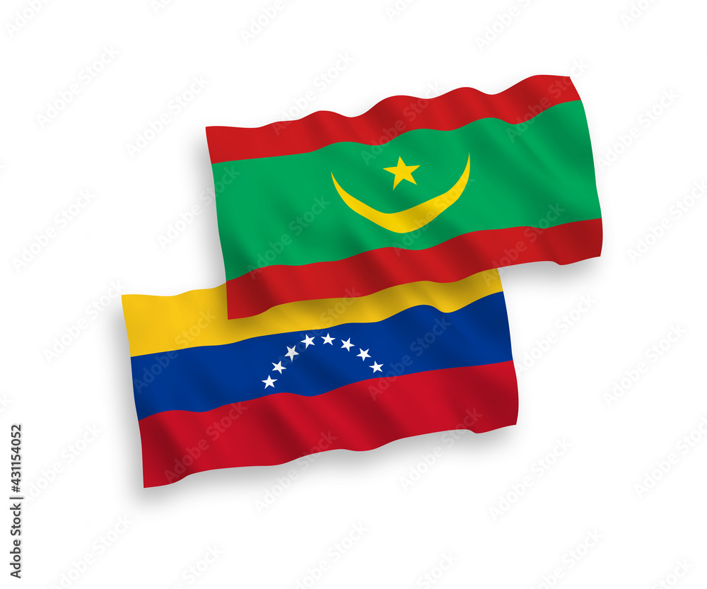Fototapeta premium Flags of Venezuela and Islamic Republic of Mauritania on a white background