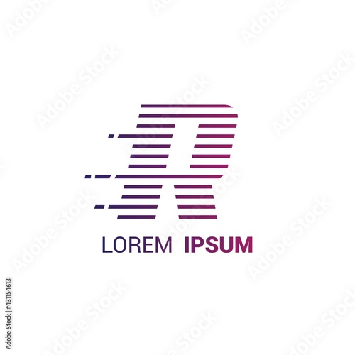 alphabet logo template with fast stripes lines purple gradient and hidden mesage