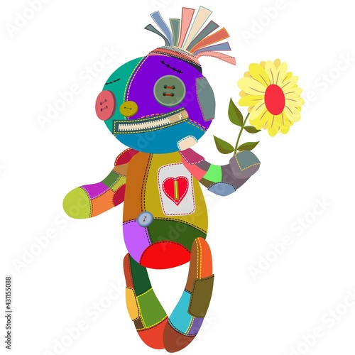 Vector cartoon voodoo doll. Halloween. Excellent for the design of postcards, posters,