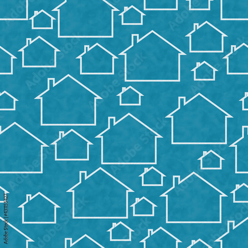 Illustration blue and white house pattern background that is seamless