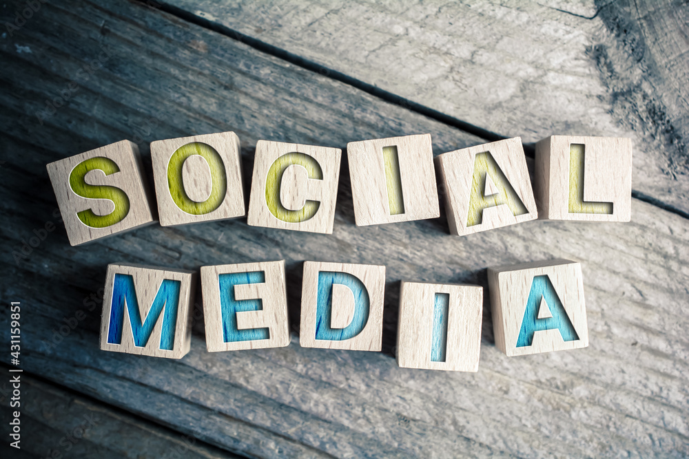 Social Media Written On Wooden Blocks On A Board Social Media Written On Wooden Blocks On A Board