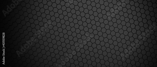 Wallpaper Mural background hexagon pattern abstract background black panorama 3D illustration Torontodigital.ca