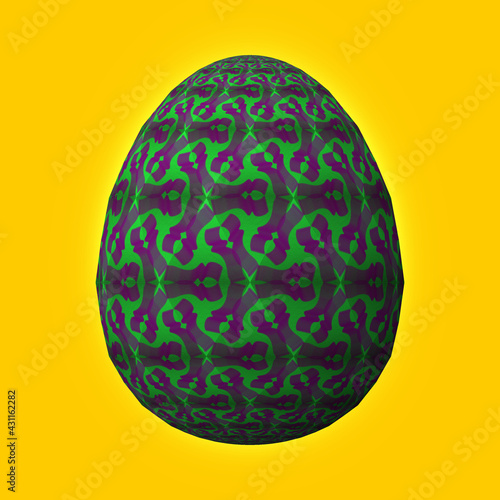Happy Easter  Artfully designed and colorful 3D easter egg  3D illustration on yellow background