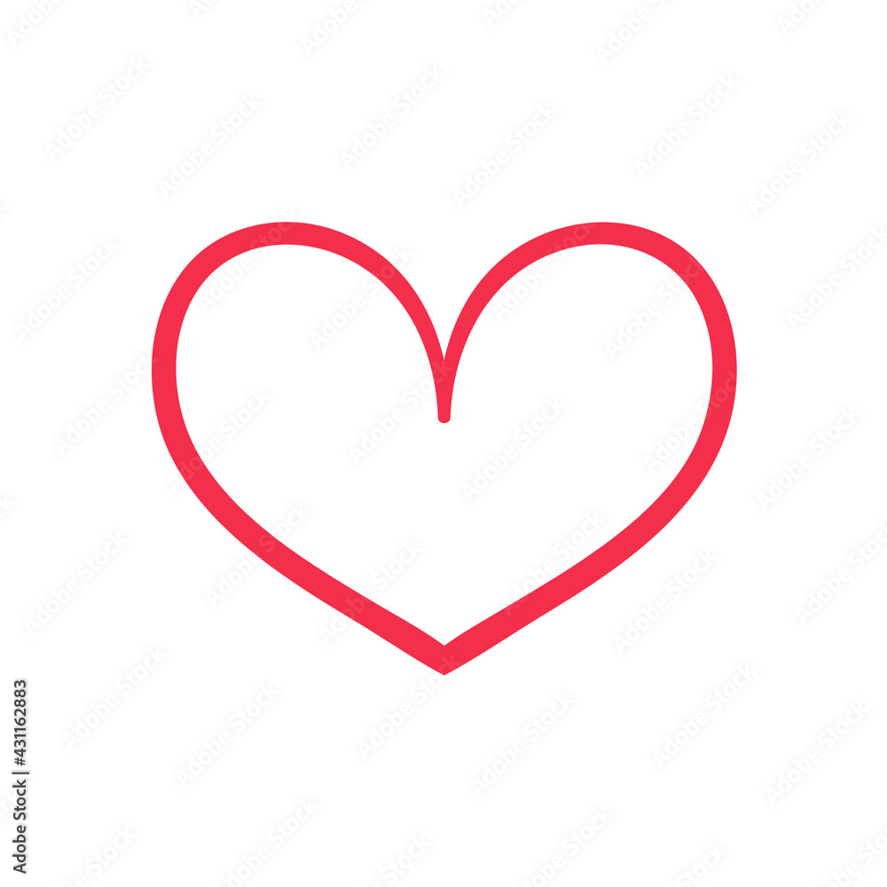 Red heart shaped hand drawn line drawing For adorning the love of a young couple. Red heart shaped hand drawn line drawing For adorning the love of a young couple.