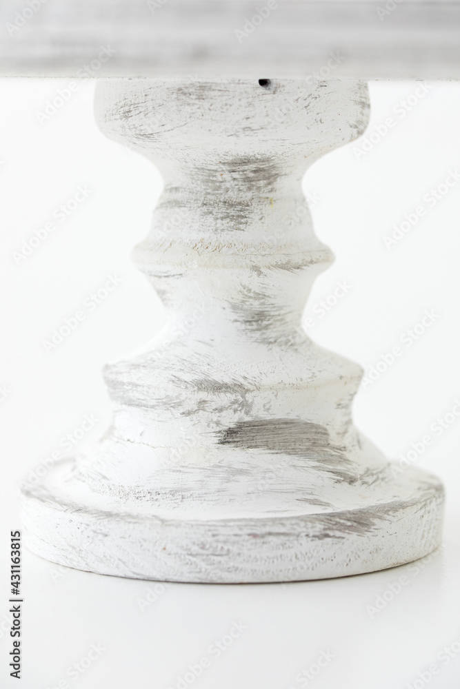 Handmade wooden cake plate. Craft and hobby concept. Object on a white background. Handmade wooden cake plate. Craft and hobby concept. Object on a white background.