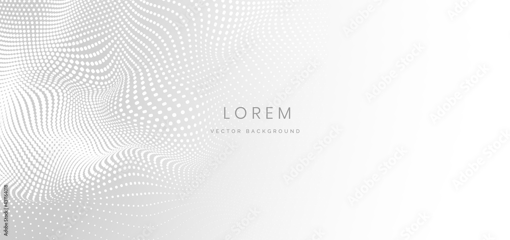 Abstract white halftone dots wave pattern background with copy space for text. Abstract white halftone dots wave pattern background with copy space for text.