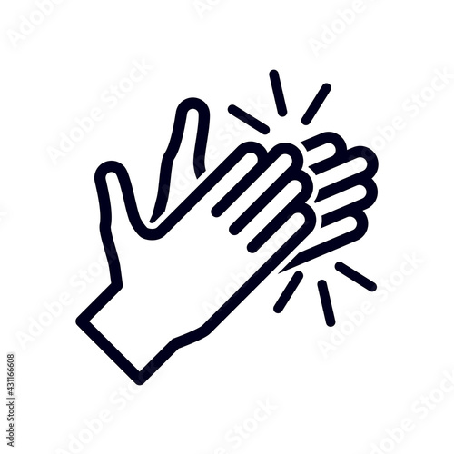 Applause hand icon. Celebration hand gesture. Cheers slap sign. Celebration expression. People appreciation vector