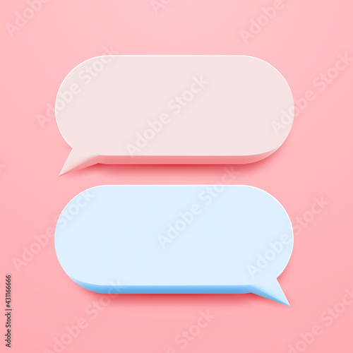 Minimal blank 3d chat boxes sign. 3d vector illustration
