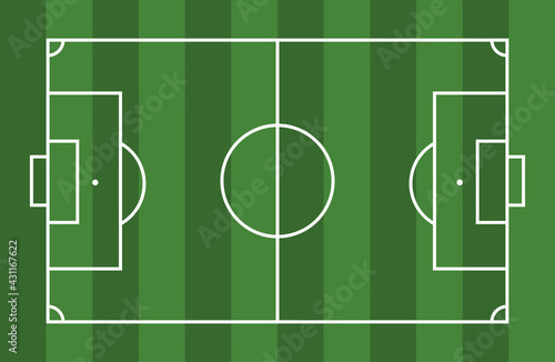 Football soccer field vector illustration. Coach table for tactic presentation for players. Sport strategy view. Flat soccer green field, football grass. Vector stadium. Soccer with line template.