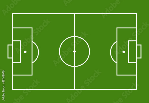 Football soccer field vector illustration. Coach table for tactic presentation for players. Sport strategy view. Flat soccer green field, football grass. Vector stadium. Soccer with line template.