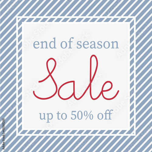 retro stripy blue and white end of season sale banners and posters