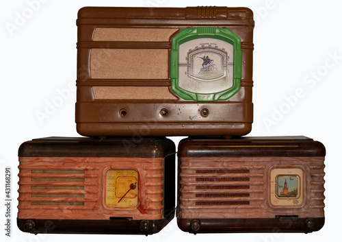 Mid 20th Century Radio Receiver - Isolated on White