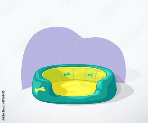 cartoon green color dog bed on white