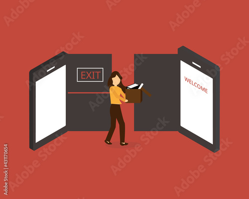 resign or quit a job then get a job offer to start working at another company 