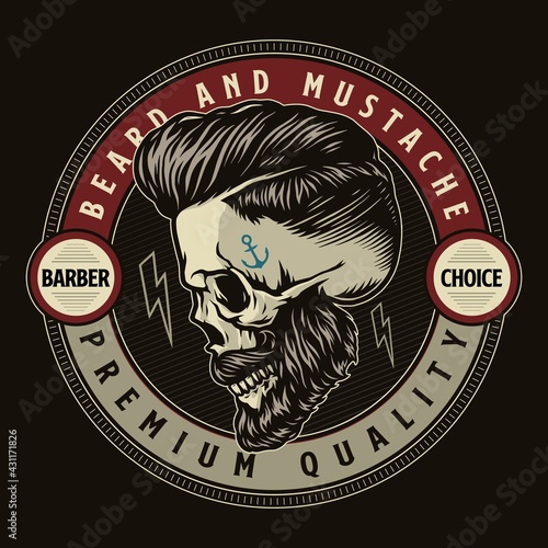 Barbershop vintage colorful round emblem