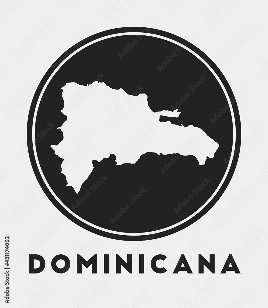 Dominicana icon. Round logo with country map and title. Stylish Dominicana badge with map. Vector illustration.