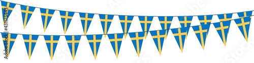 Garlands in the colors of Sweden on a white background