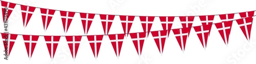 Garlands in the colors of Denmark on a white background