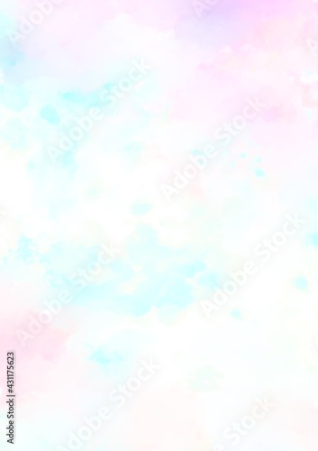 水色とピンクのパステルの水彩テクスチャ背景