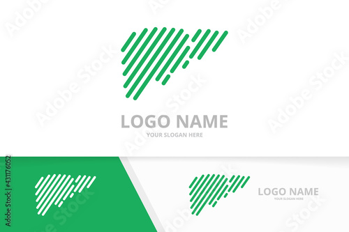 Human liver logo combination. Medical organ logotype design template.