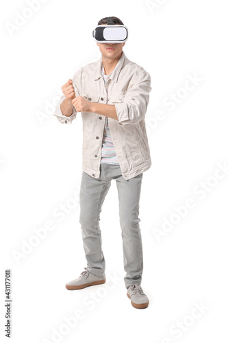 Young man with virtual real...