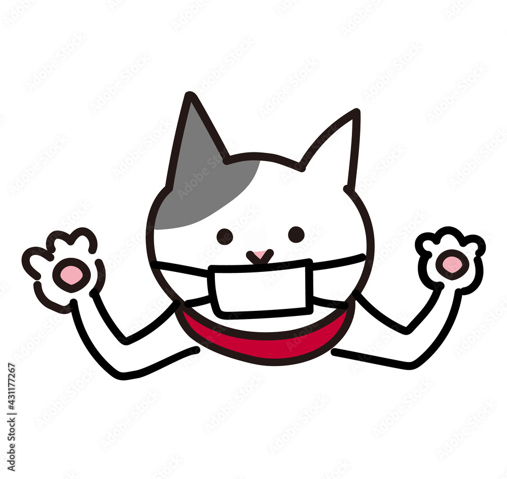 マスクをした猫のイラスト マスクをした猫のイラスト