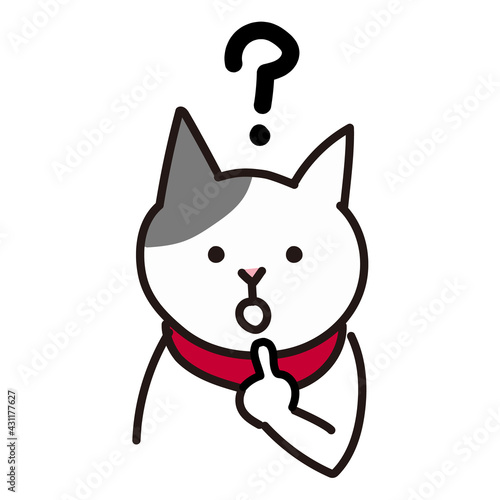 疑問の顔をしている猫のイラスト