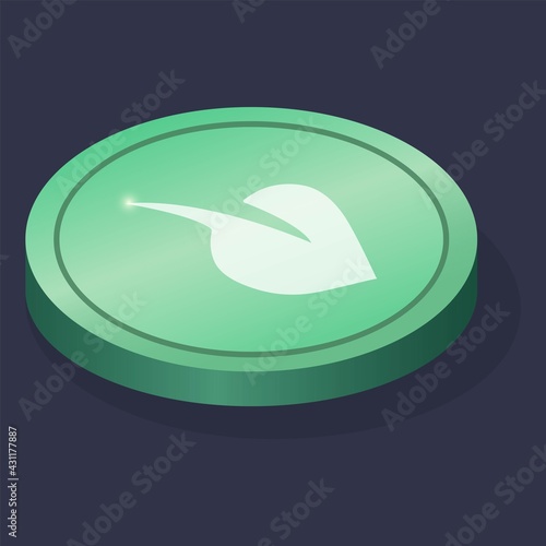 chia cryptocurrency green coin with leaf mining