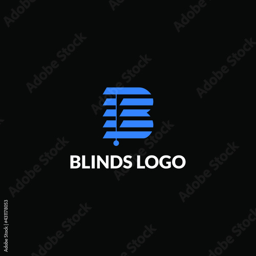 Blind window covering logo design with shape of B letter vector