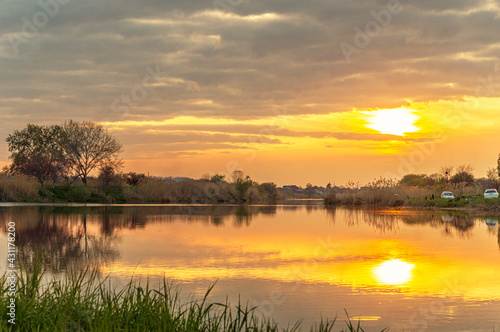 sunset over lake