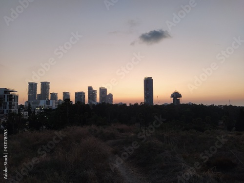 sunset over the city