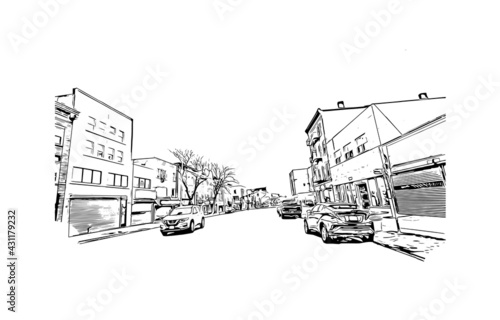 Building view with landmark of Elizabeth is the 
city in New Jersey. Hand drawn sketch illustration in vector. photo