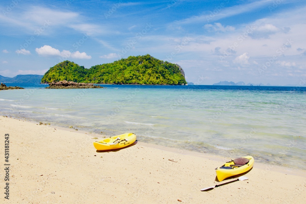 Kayaks on the beach, Krabi, Thailand 