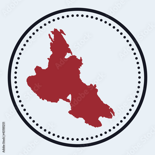Krk round stamp. Round logo with island map and title. Stylish minimal Krk badge with map. Vector illustration.