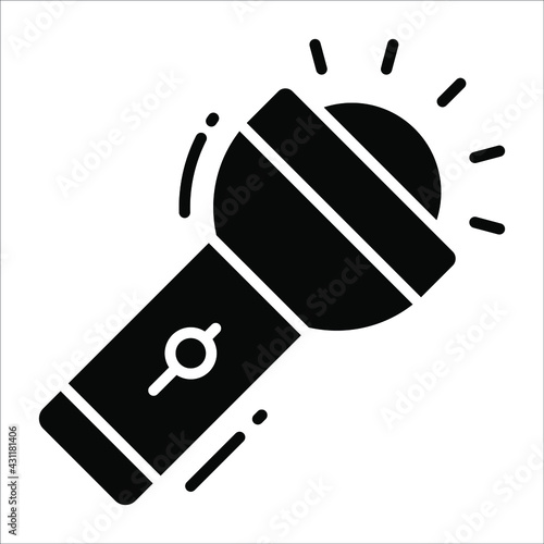Torch solid black vector Icon. that can be easily modified or edit