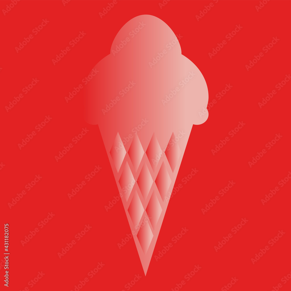 Monochrome illustration Ice cream in silhouette. Isolated vector illustration on red background. Icon or design element Monochrome illustration Ice cream in silhouette. Isolated vector illustration on red background. Icon or design element