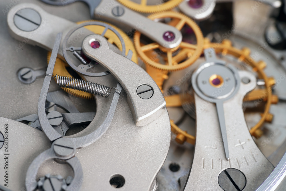 Clockwork, clockwork, complex mechanism, spring mechanism, welloiled