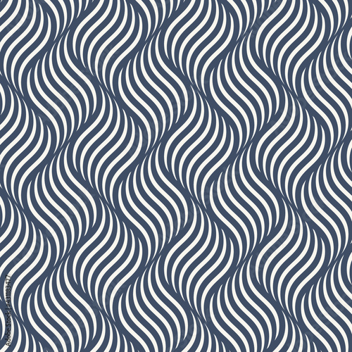 Vector pattern with geometric waves. Endless stylish texture. Ripple monochrome background repeating linear in different size on each object. Pattern is on swatches panel