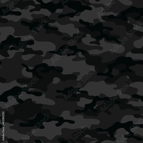 black military camouflage. vector seamless print. army camouflage for clothing or printing