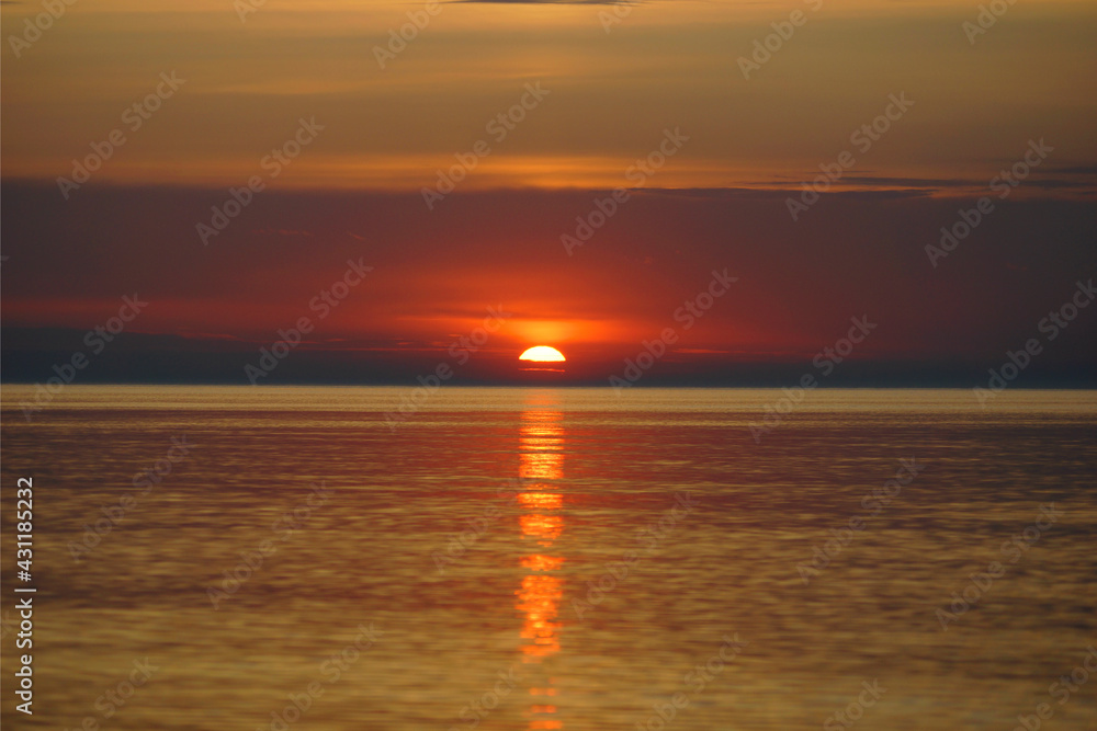 Fototapeta premium Tropical sunset on the beach. Ao-Nang. Krabi. Thailand