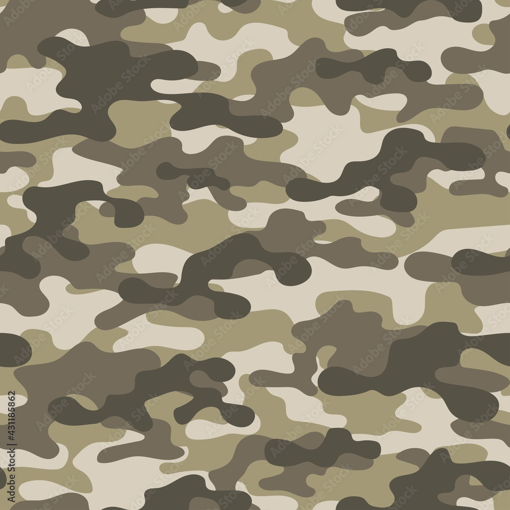 brown Camouflage seamless pattern. Trendy style camo, repeat print. Vector illustration. Khaki texture, military army green hunting brown Camouflage seamless pattern. Trendy style camo, repeat print. Vector illustration. Khaki texture, military army green hunting