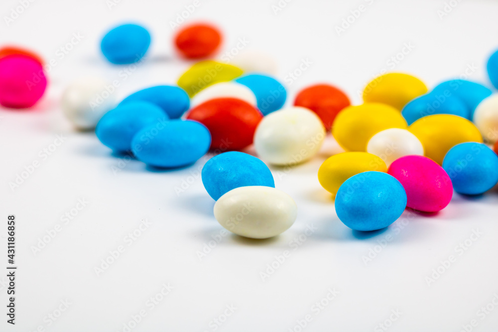 Selective focus of candies on white background. colorful candies in focus. Candy background photo. Selective focus of candies on white background. colorful candies in focus. Candy background photo.