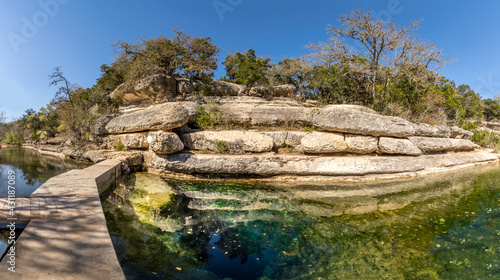 Canvastavla Jacobs well is a perennial karstic spring in the Texas Hill country