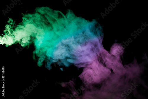 colorful smoke smooth on black background