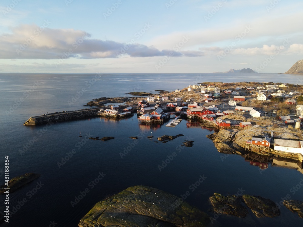 Aerial view of A i Lofoten, Lofoten Islands, north Norway