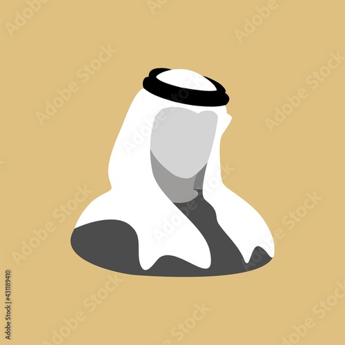 arab man wearing white head cover isolated flat vector illustration
