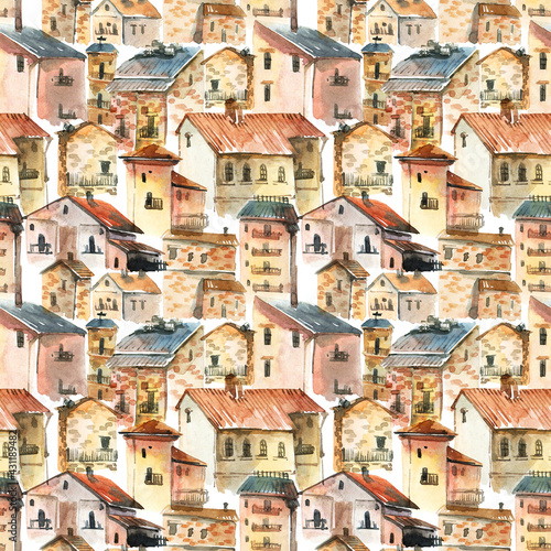 Watercolor city pattern